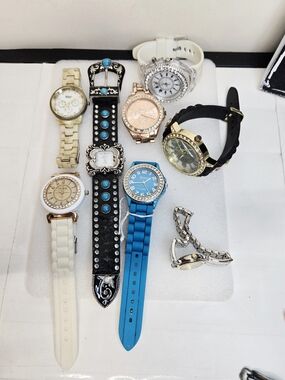 Geneva Platinum Blue Silicone Ladies Watch with Crystal Bezel And More